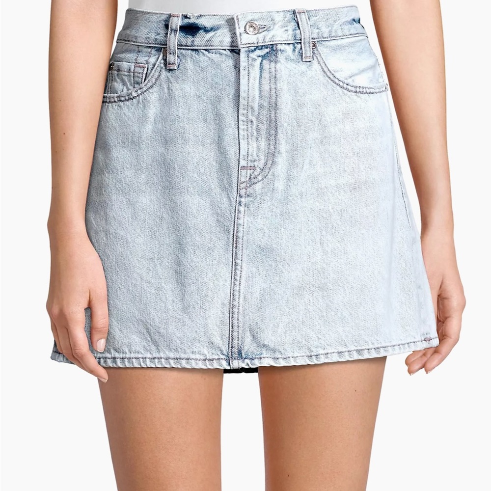 NWOT 7-for-all-mankind Acid Wash Denim Mini Skirt